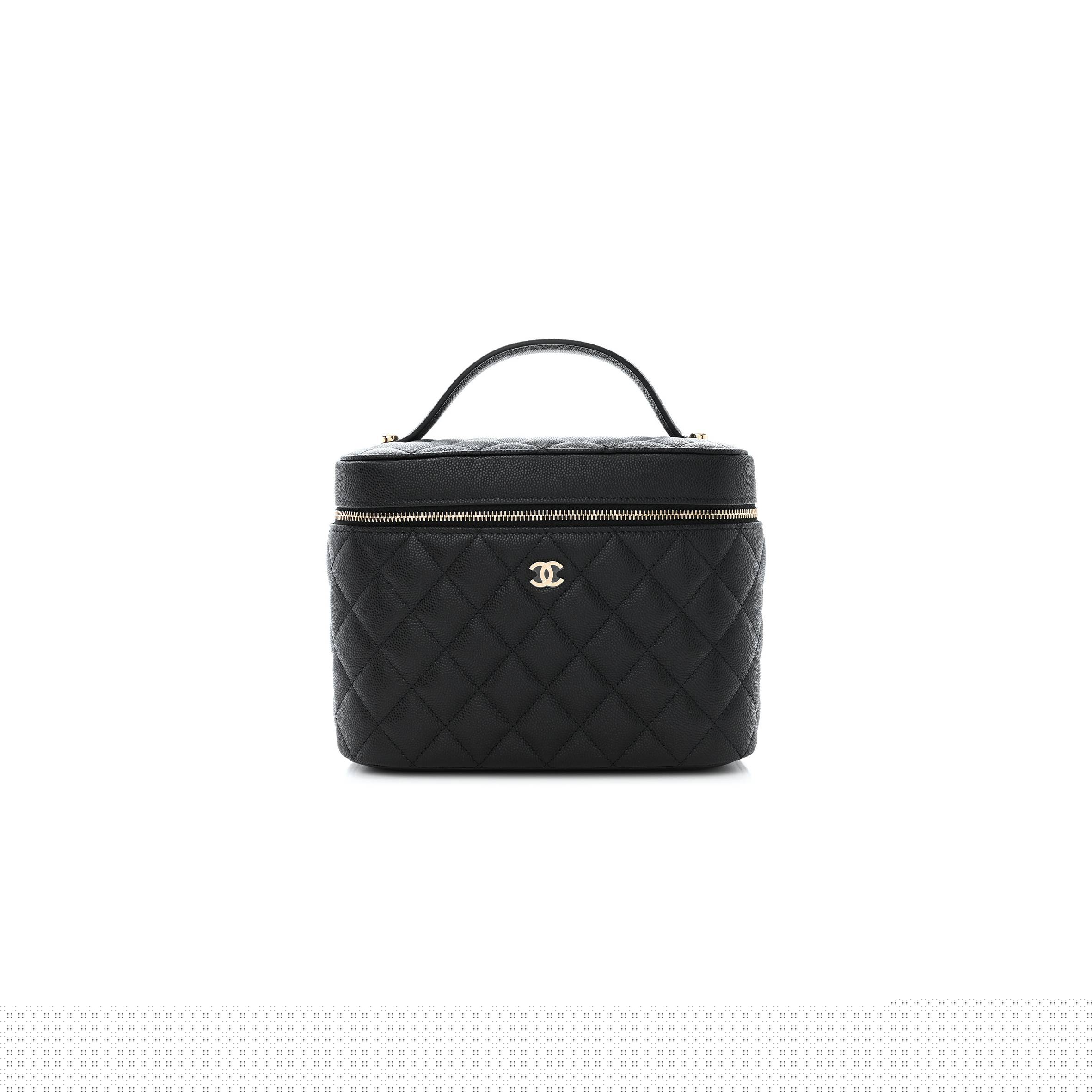 Ch*el caviar quilted large vanity pouch black (20*15*13cm)